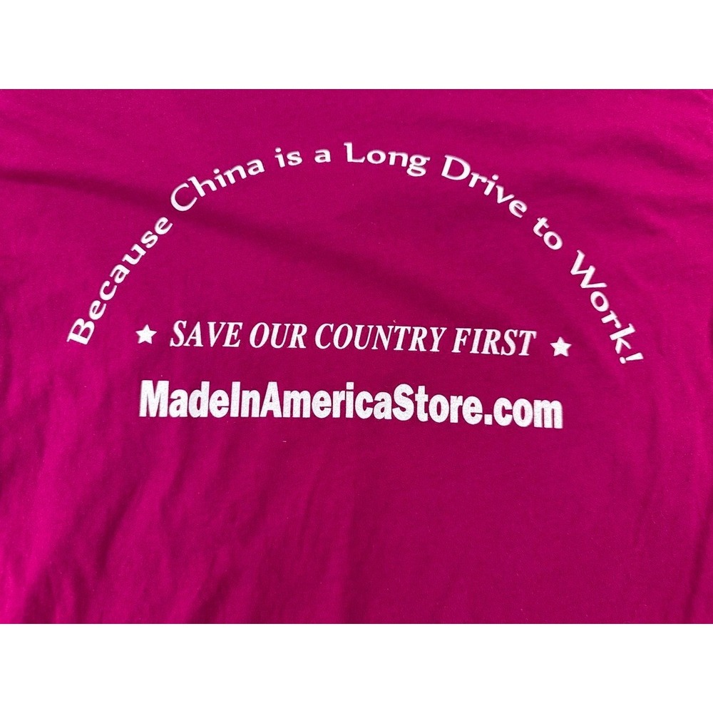 Women's Made in America Store T-Shirt Oversized Small S Top Domestic Jobs Slogan
